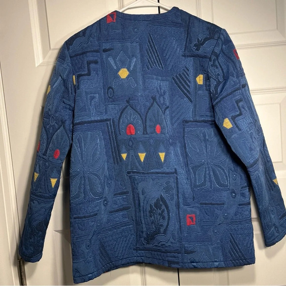 Lambrini Womens Multicolor Floral Pockets Long Sleeve Casual Jacket Sz S Blue - Picture 9 of 12